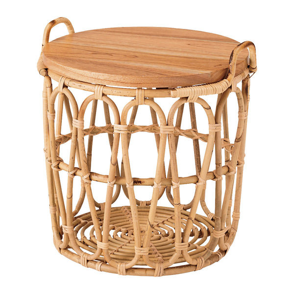 サイドテーブル高さ42cm円形バスケットテーブル