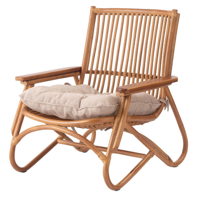 チェア 座面高42cm ラタン 木製 ラウンジチェア 完成品