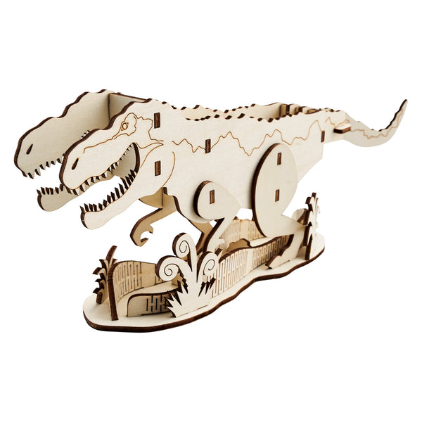 ペンスタンド天然木色塗り恐竜組立て式