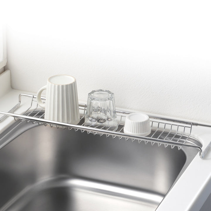 水切りラックシンク渡しアットアクアステンレス製スライド水切りラックスリム