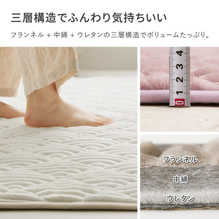 ラグ洗えるくすみカラーのストライプフランネルラグショコラ130×190