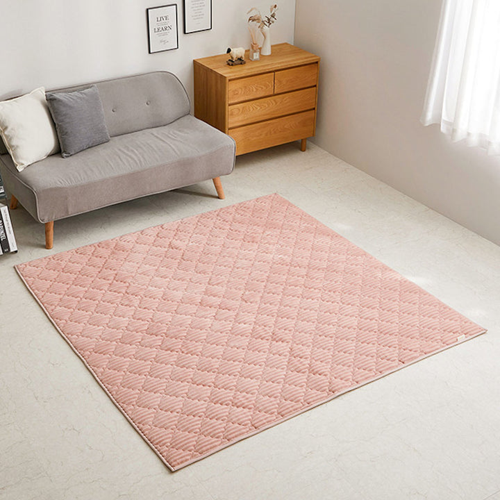 ラグ洗えるくすみカラーのストライプフランネルラグショコラ130×190