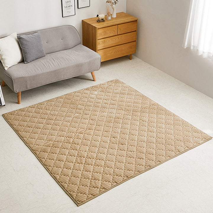 ラグ洗えるくすみカラーのストライプフランネルラグショコラ130×190