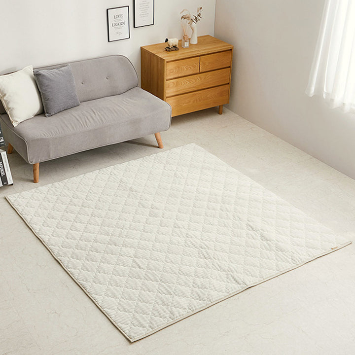 ラグ洗えるくすみカラーのストライプフランネルラグショコラ130×190