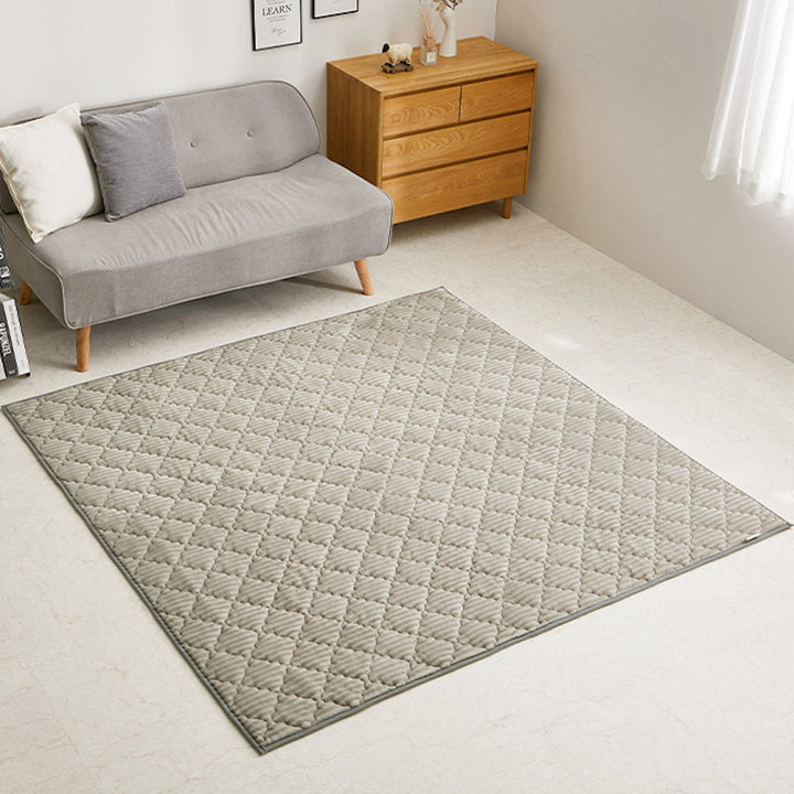 ラグ洗えるくすみカラーのストライプフランネルラグショコラ130×190