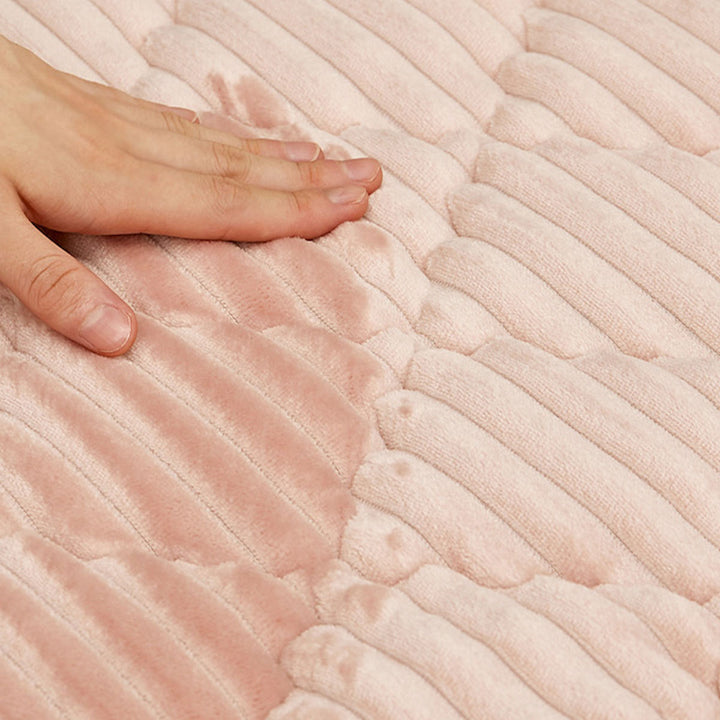 ラグ洗えるくすみカラーのストライプフランネルラグショコラ190×240