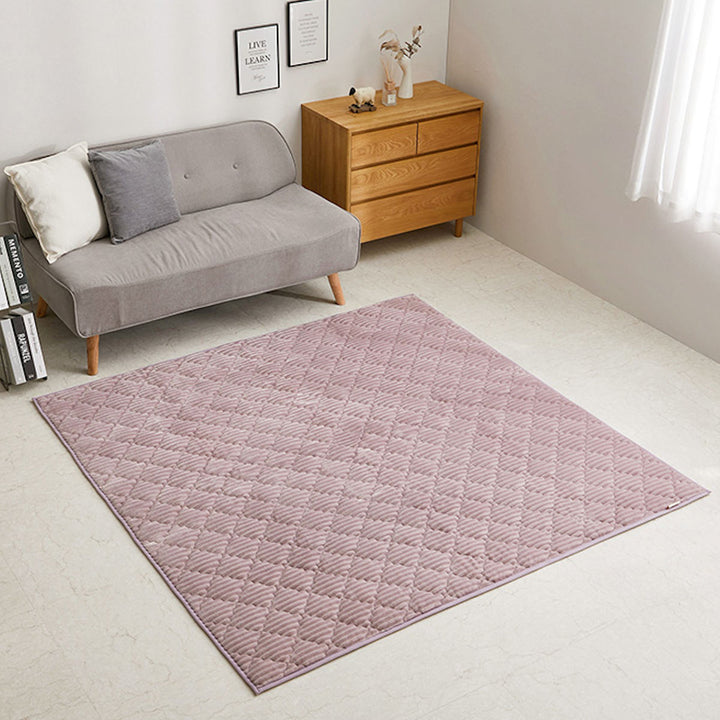 ラグ洗えるくすみカラーのストライプフランネルラグショコラ190×240