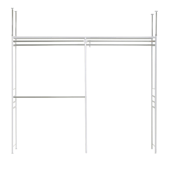 突っ張りハンガーラック幅150～250cm高さ200～265cmダブルハンガーロータイプスーパーワイド