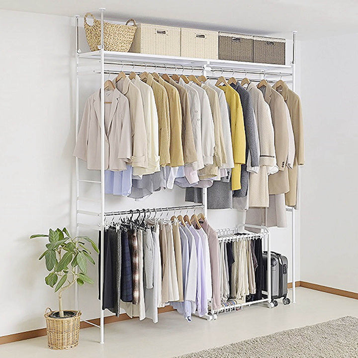 突っ張りハンガーラック幅120～200cm高さ220～285cmダブルハンガーハイタイプワイド