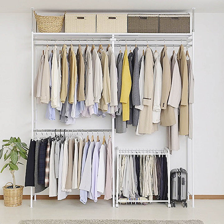 突っ張りハンガーラック幅120～200cm高さ220～285cmダブルハンガーハイタイプワイド