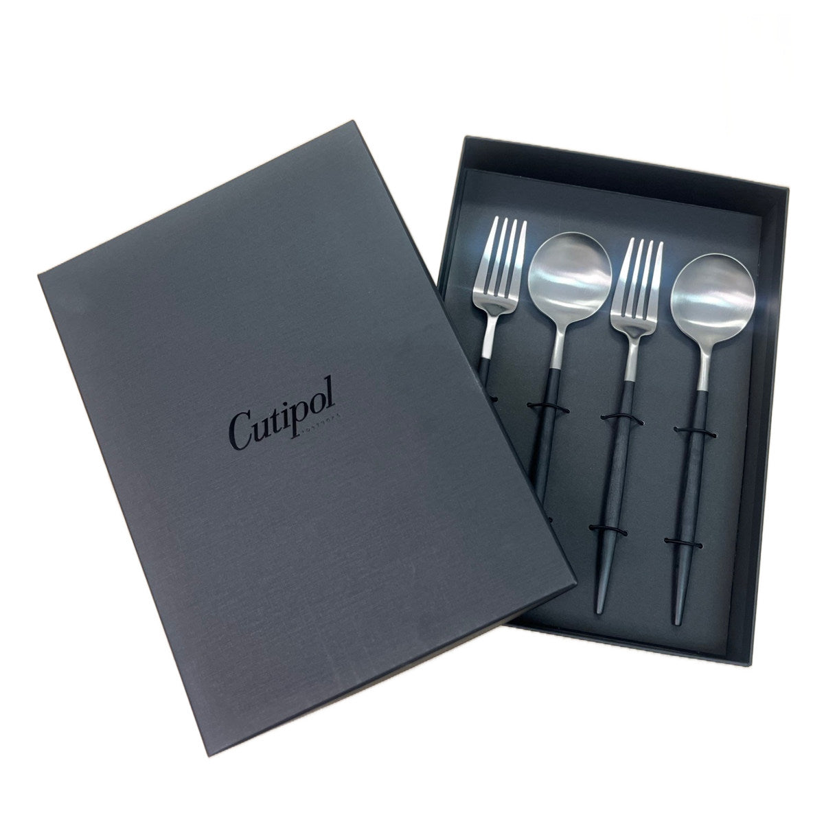 Cutipol クチポール GOA ブラック×シルバー ディナー 4pcsセット