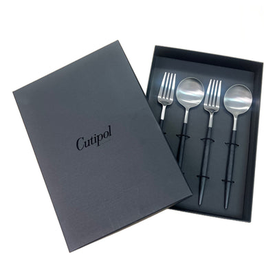 Cutipol クチポール GOA ブラック×シルバー ディナー 4pcsセット