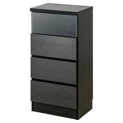 キャビネット 幅40cm 引き出し3段 日本製 完成品 ガラス窓