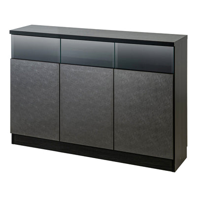 カウンター下収納 幅118cm キャビネット 日本製 完成品 ガラス窓