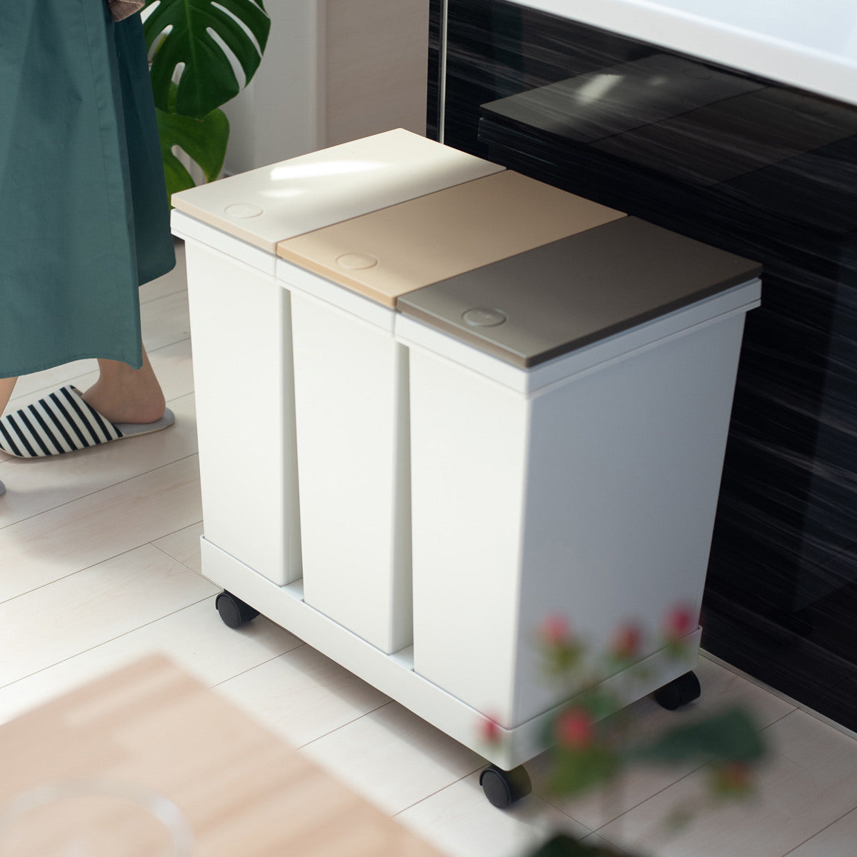 ゴミ箱 60L 分別 横型 3分別ワゴン キャスター付き – ハウジー