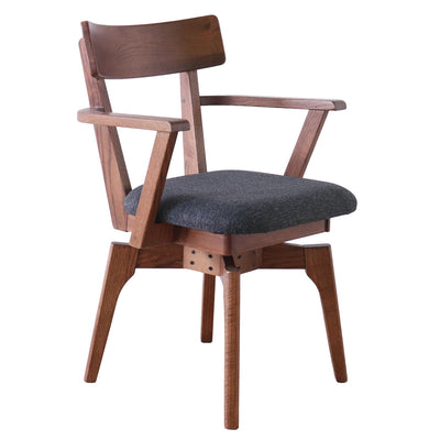 ダイニングチェア 座面高44cm 回転 肘掛け付き ウーノ レッドオーク無垢材