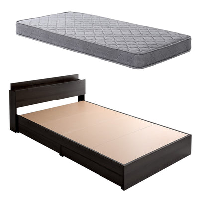 宮棚付チェストベッド ボンネルコイルマットレスセット セミダブル