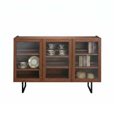 サイドボード 幅119.8cm 日本製 完成品 木目調 ガラス戸 可動棚 お掃除ロボット対応