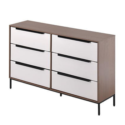 チェスト 幅117.5cm 3段 引き出し6杯 収納 木目調 脚付き