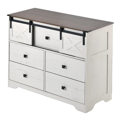 チェスト 幅100.5cm 3段 引き出し5杯 収納 木目調 コード穴