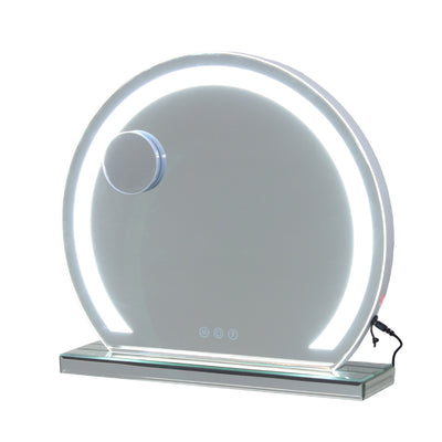 卓上ミラー LEDライト付き アーチリングミラー