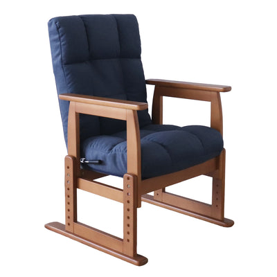 高座椅子 座面高26～47cm 木製肘掛け付き 7段階リクライニング