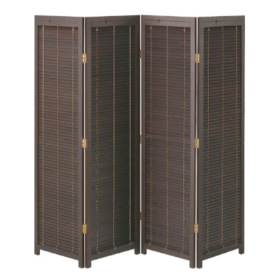 衝立 4連 高さ135cm 天然木 桐 折りたたみ 完成品 ルーバタイプ 間仕切り パーテーション