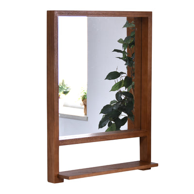 ウォールミラー 棚付き 木製フレーム ZAGA 壁掛け