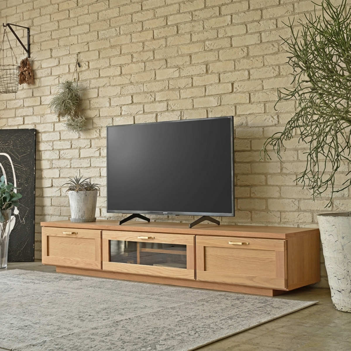 テレビ台 ローボード 幅180cm オーク 木目調 日本製 可動棚 テレビ