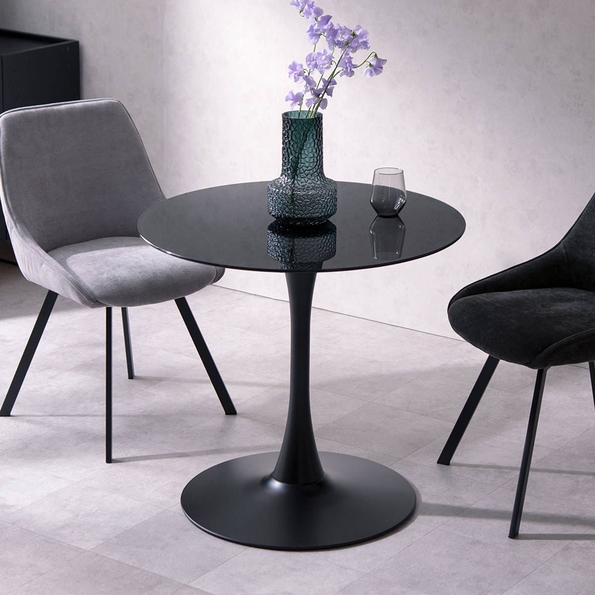 展示品■クリスタリアKRISTALIA■ポール■カフェテーブル■ダイニングテーブ ダイニングテーブル 直径80cm ガラス天板 Rivelle Signature Studio