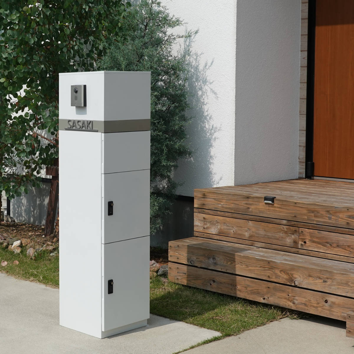 宅配ボックス 郵便ポスト 門柱 AXENT SQUARE インターホン穴有 – ハウジー