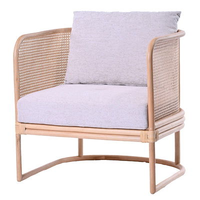 ラタン パーソナルチェア 座面高40cm 1人掛け チーク材 クッション付き CALM