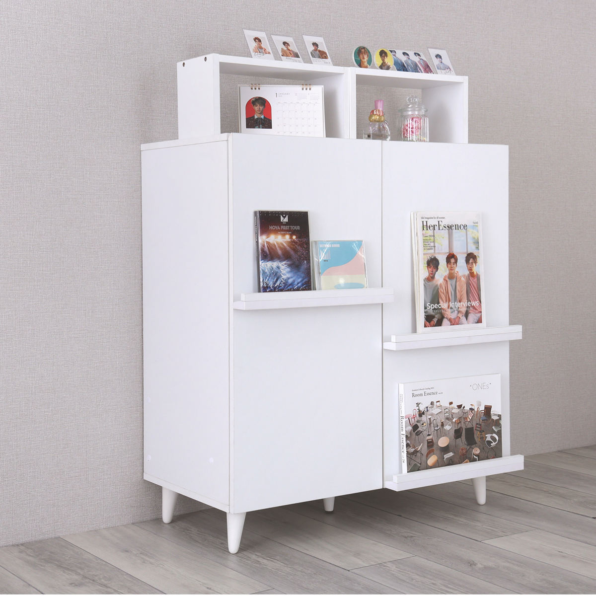 ID:G981080　収納棚 キャビネット 幅80cm 推し活 ディスプレイラック 収納棚 ホワイト 可動