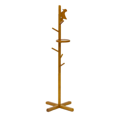 ポールハンガー 幅44cm 天然木 木製 トレー付き 子供 軽量 省スペース スリム ハンガーラック