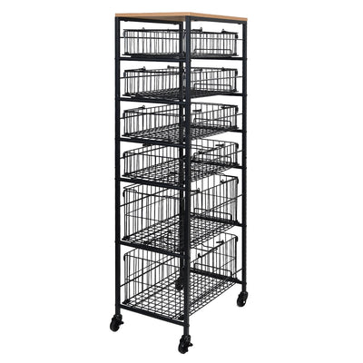 キッチンラック 幅38.5cm キッチン収納 大容量 隙間収納 バスケット キャスター付き