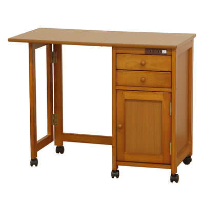 キッチンワゴン 幅89cm コンセント付き 折りたたみ 配膳台 作業台 木目調 キャスター付き