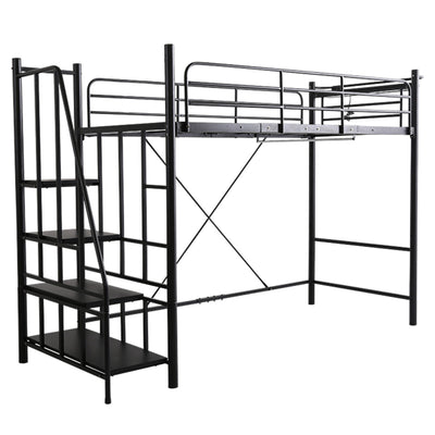 ロフトベッド シングル 階段付き メッシュ 宮棚付き