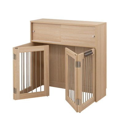 ペットケージ 幅90cm 折りたたみ 室内用 木目調 犬用 サークル ドッグゲージ ペットサークル 収納 ナチュラル marine