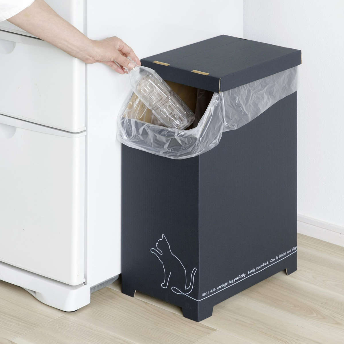 ゴミ箱 物が置ける ダンボールゴミ箱 45L クロネコ 日本製 – ハウジー