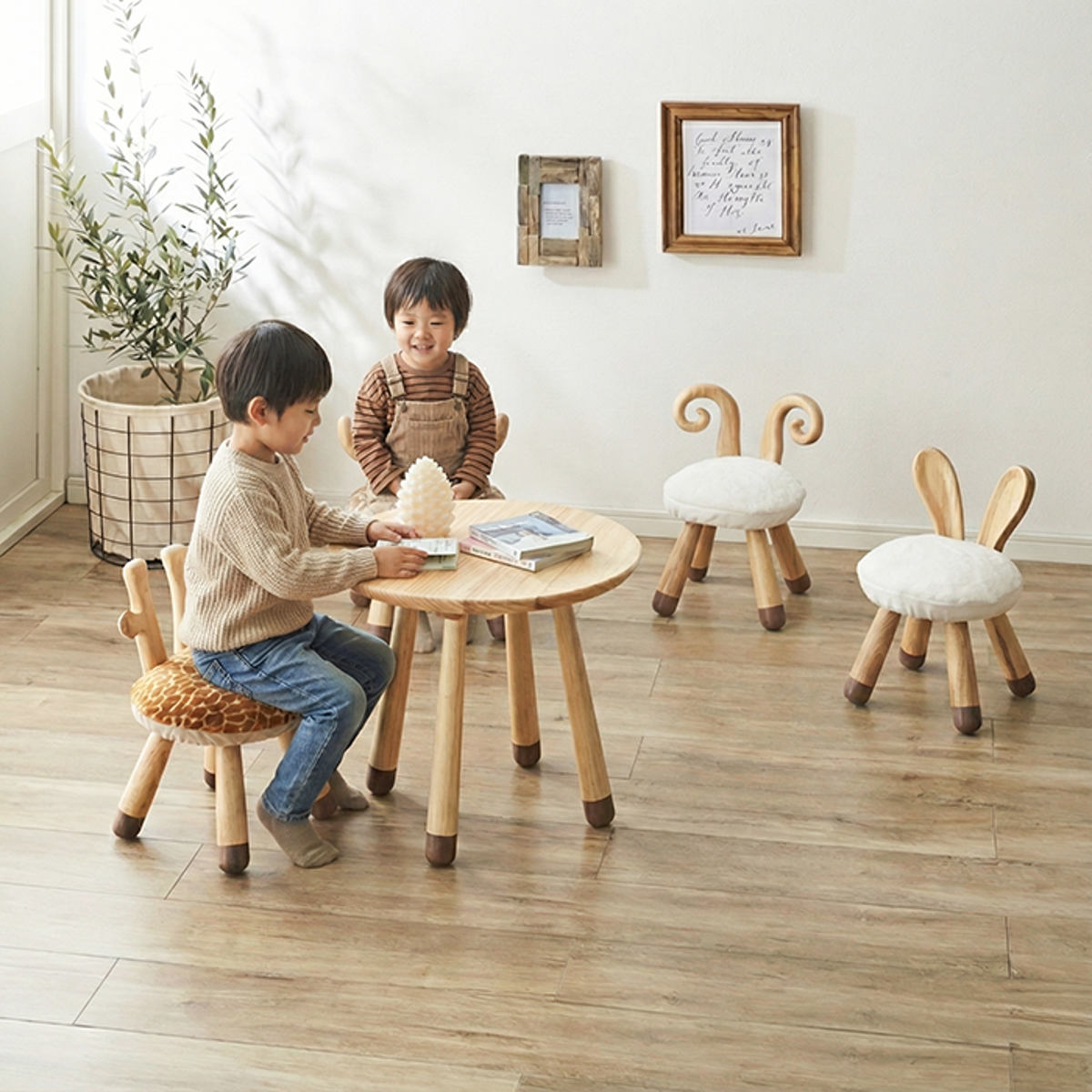 子ども用テーブル 直径50cm 円形 アニマルキッズテーブル – ハウジー