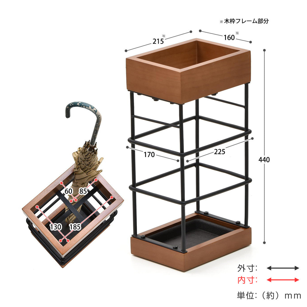 ビンテージ　傘立て　天然木　黒檀　希少品　重厚 傘立て 天然木×スチール Anm – ハウジー