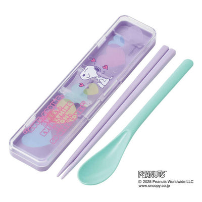 コンビセット 箸 スプーン スヌーピー クリアハート グリーン×パープル