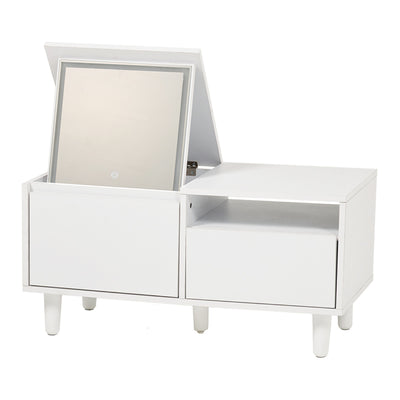 ドレッサー 幅80cm LEDライト付き 2way ローテーブル