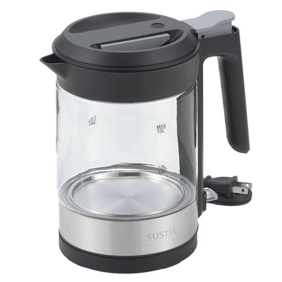 電気ケトル 1L ガラス製 サスティア