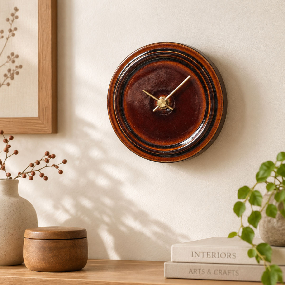 美濃焼 置き時計　置時計 龍峰窯 三洋陶器 時計 2WAY TILE WOOD CLOCK 掛け置き兼用 陶器 美濃焼 SUGY 日本製