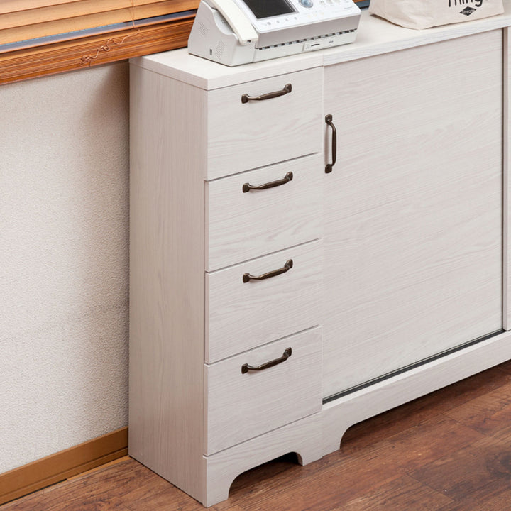 カウンター下収納チェスト幅30cm4段北欧風引出し