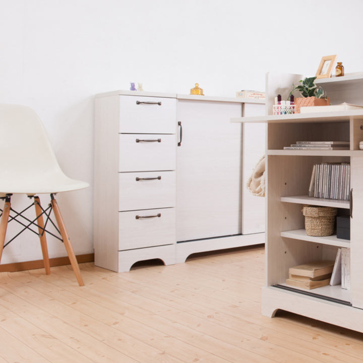 カウンター下収納チェスト幅30cm4段北欧風引出し