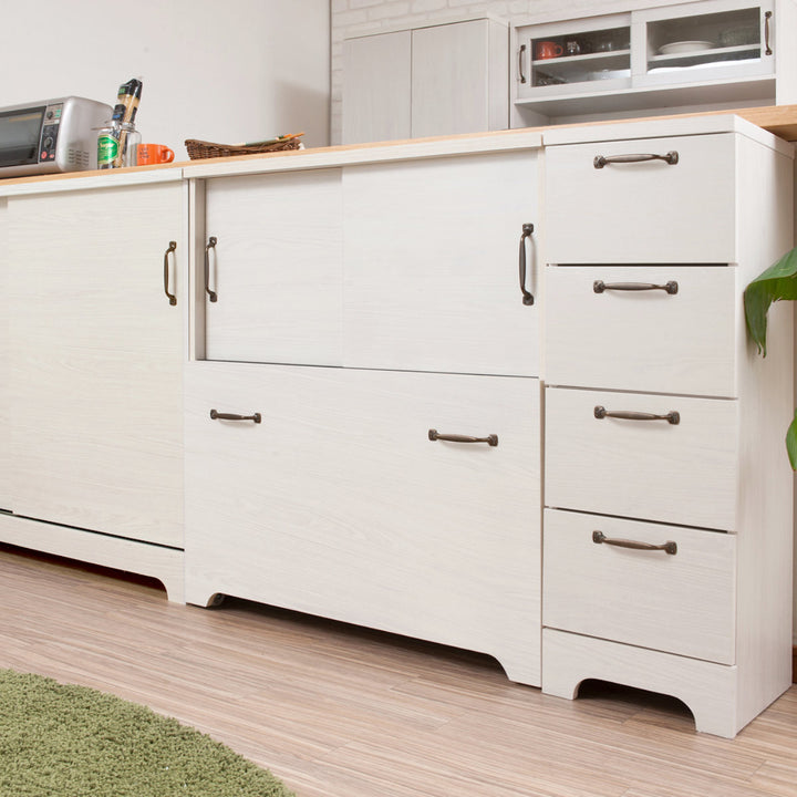 カウンター下収納チェスト幅30cm4段北欧風引出し