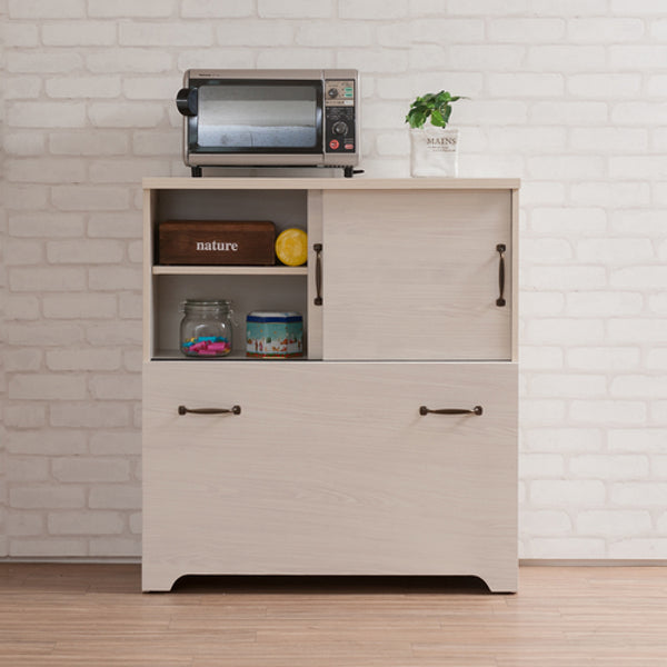 カウンター下収納キャビネット幅80cm北欧風2分別ダストボックス付
