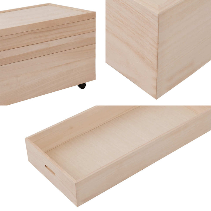 桐衣装ケース4段衣装箱キャスター付隅金具なし高さ46cm